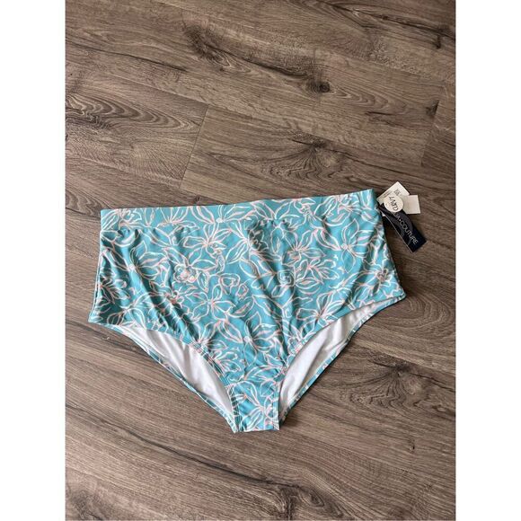 aqua couture swim Bottoms 3X Curvy Light Blue With Light Pink - Picture 1 of 5